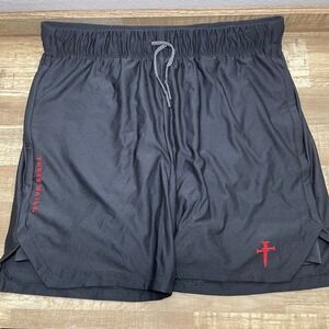 Three Nails Mens Black Compression Lined Athletic Training Shorts Large Black